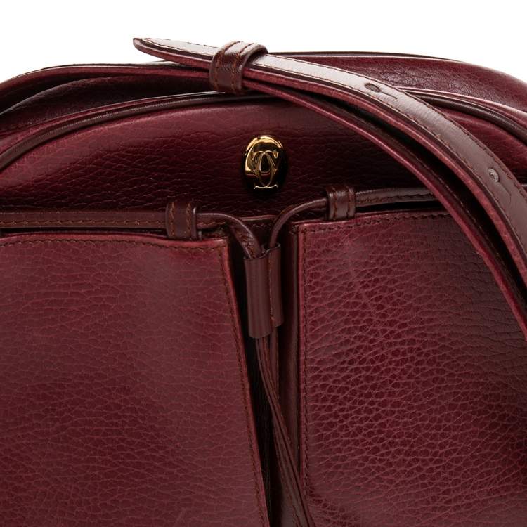 Pre Owned Cartier Burgundy Leather Must de Cartier Crossbody Bag
