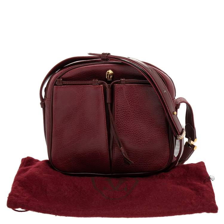 Pre Owned Cartier Burgundy Leather Must de Cartier Crossbody Bag