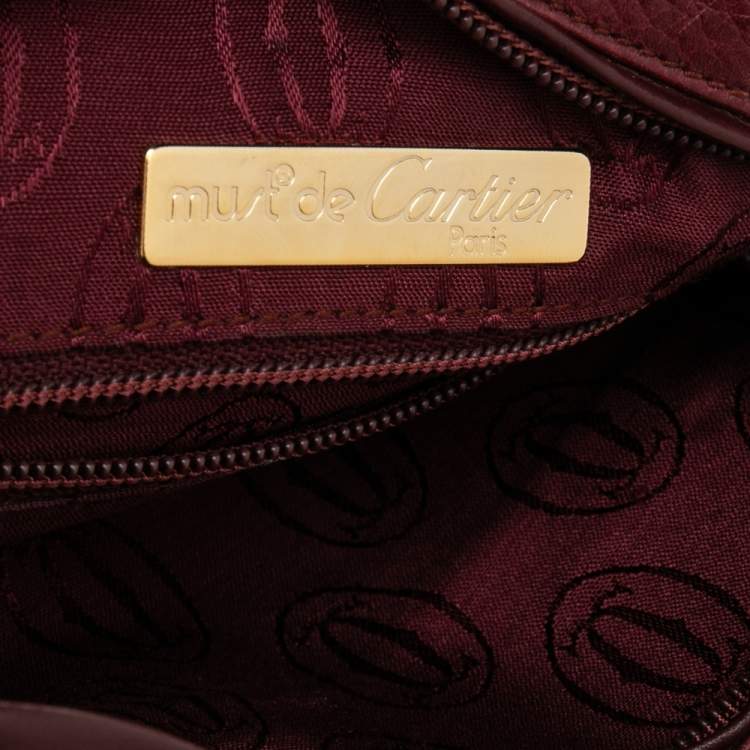 Pre Owned Cartier Burgundy Leather Must de Cartier Crossbody Bag