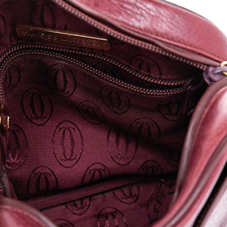 Pre Owned Cartier Burgundy Leather Must de Cartier Crossbody Bag