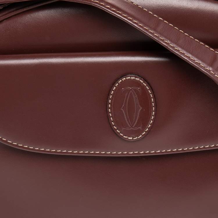 Pre Owned Cartier Brown Leather Must de Cartier Shoulder Bag