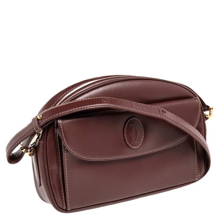 Pre Owned Cartier Brown Leather Must de Cartier Shoulder Bag