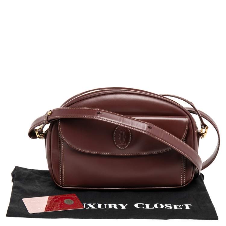 Pre Owned Cartier Brown Leather Must de Cartier Shoulder Bag
