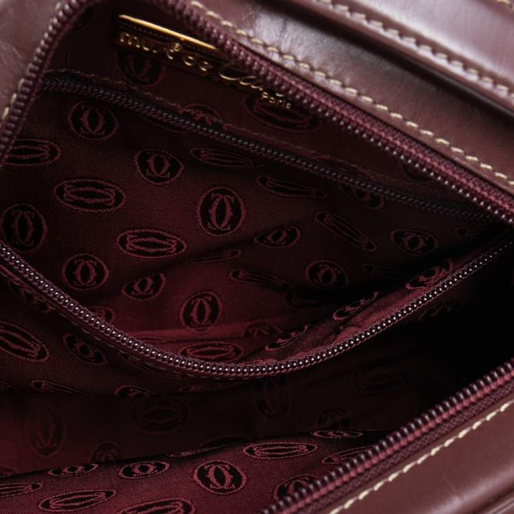 Pre Owned Cartier Brown Leather Must de Cartier Shoulder Bag