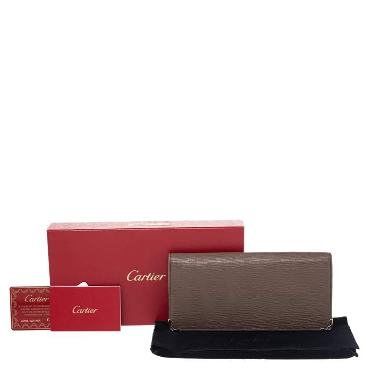 Pre Owned Cartier Brown Leather Continental Wallet