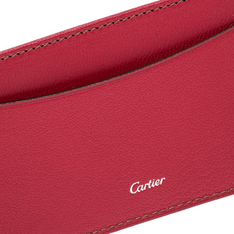 Pre Owned Cartier Pink Leather Les Must De Cartier Card Holder