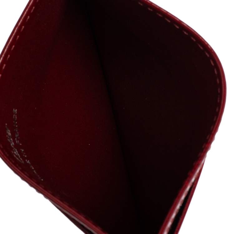 Pre Owned Cartier Maroon Patent Leather Happy Birthday Single Card Holder