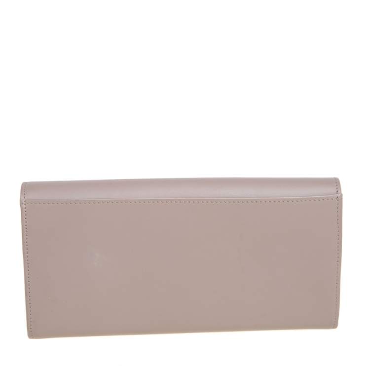 Pre Owned Cartier Taupe/Maroon Leather Flap Continental Wallet