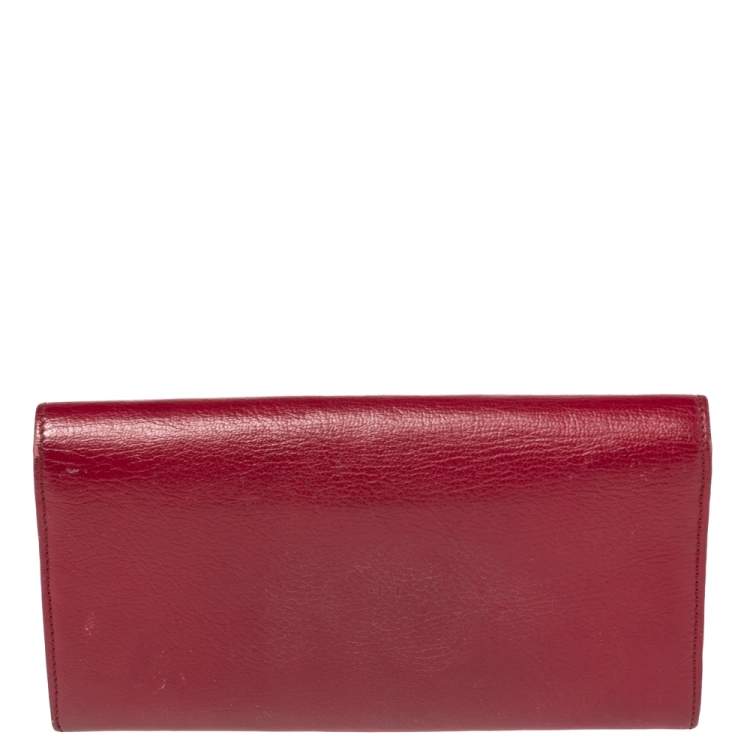 Pre Owned Cartier Burgundy Leather Marcello de Cartier Flap Wallet