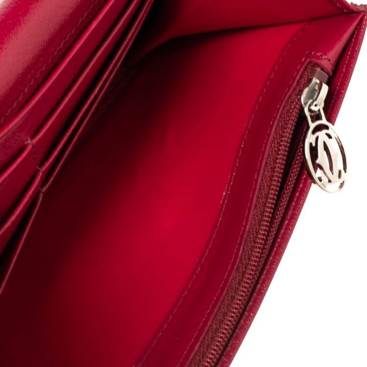 Pre Owned Cartier Burgundy Leather Marcello de Cartier Flap Wallet