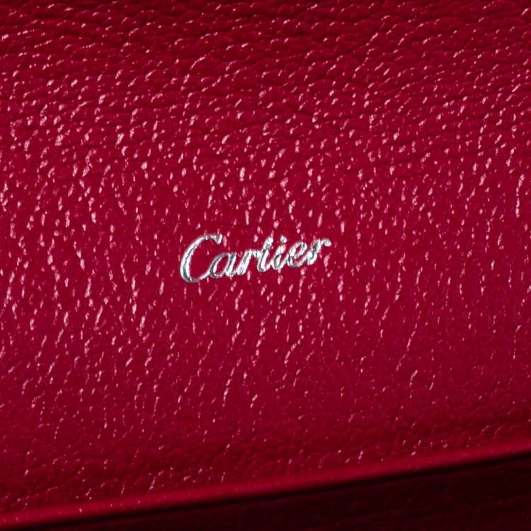 Pre Owned Cartier Burgundy Leather Marcello de Cartier Flap Wallet