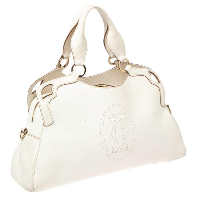 مملوكة مسبقًا Cartier White Leather Medium Marcello de Cartier Bag