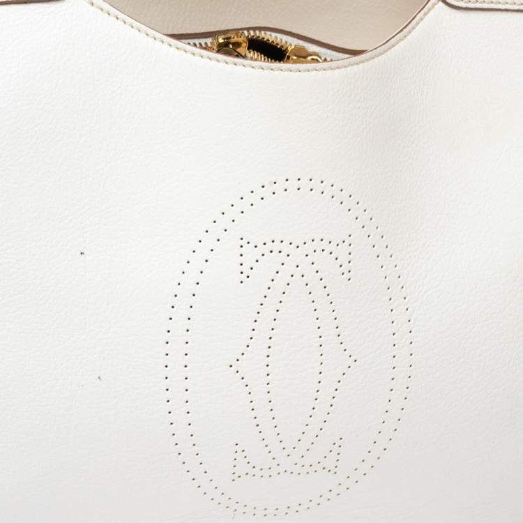 مملوكة مسبقًا Cartier White Leather Medium Marcello de Cartier Bag
