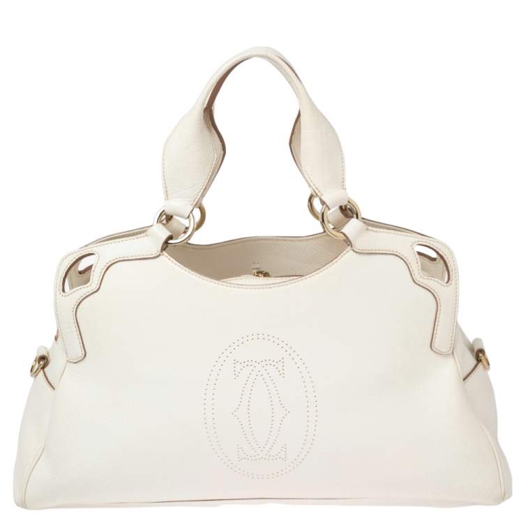 مملوكة مسبقًا Cartier White Leather Medium Marcello de Cartier Bag