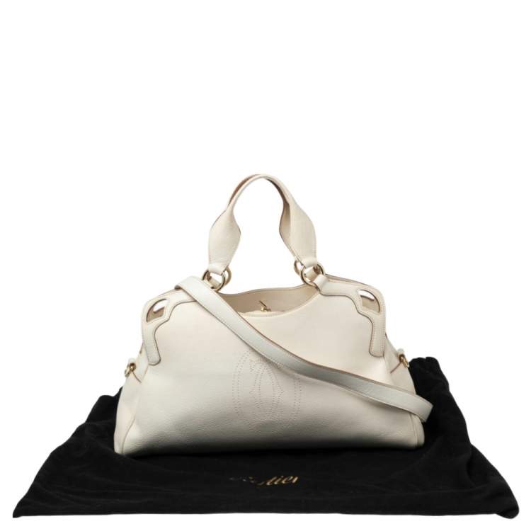 مملوكة مسبقًا Cartier White Leather Medium Marcello de Cartier Bag
