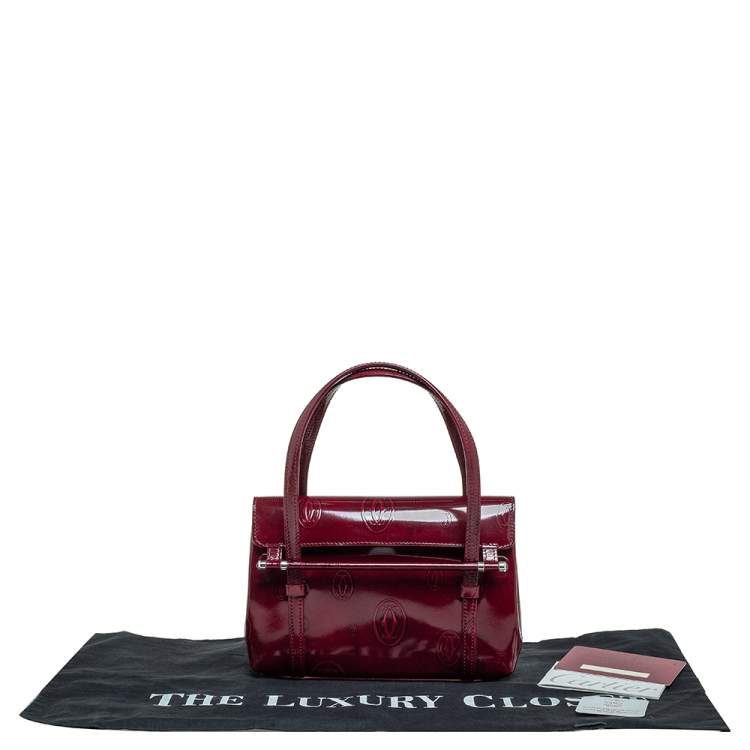 مملوكة مسبقًا Cartier Burgundy Patent Leather Happy Birthday Cabochon Flap Bag