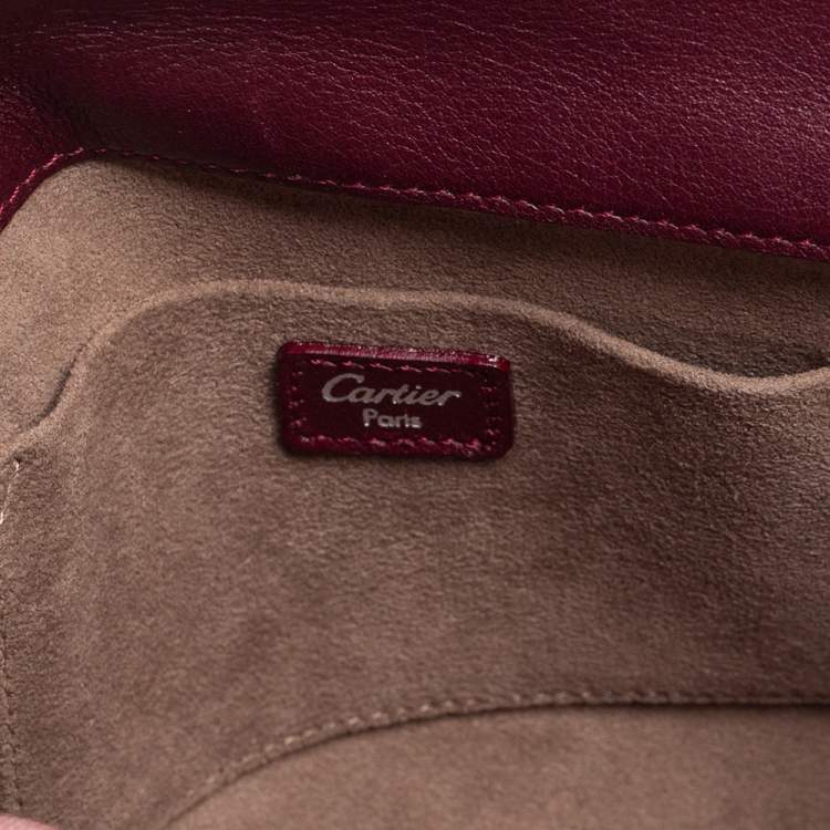 مملوكة مسبقًا Cartier Burgundy Patent Leather Happy Birthday Cabochon Flap Bag