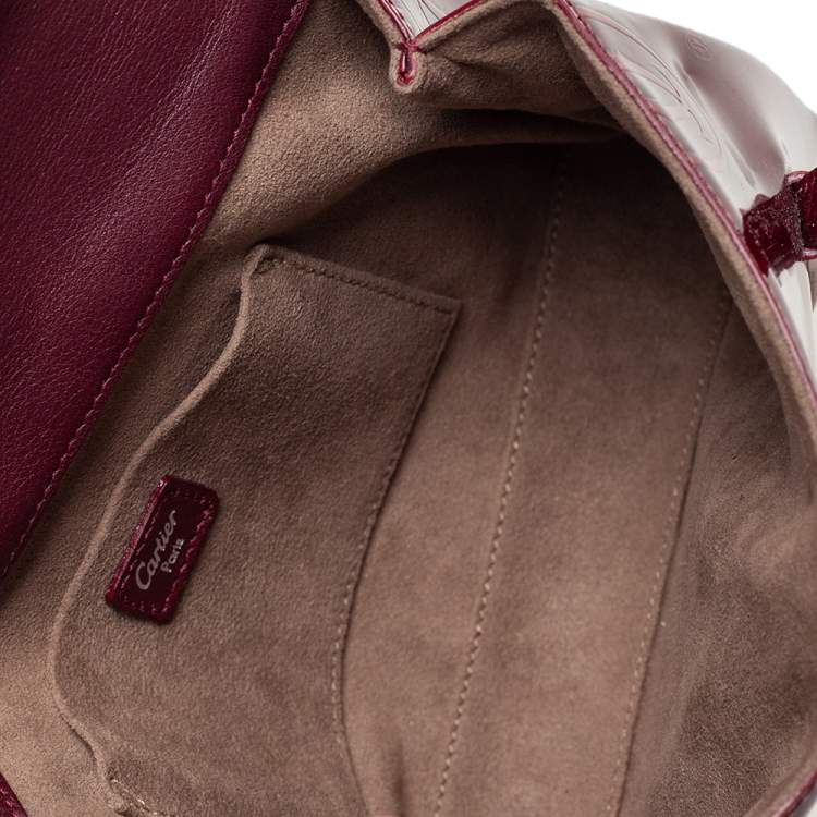 مملوكة مسبقًا Cartier Burgundy Patent Leather Happy Birthday Cabochon Flap Bag