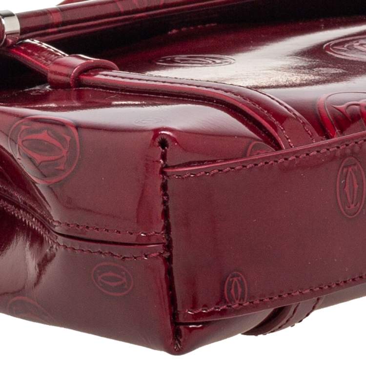 مملوكة مسبقًا Cartier Burgundy Patent Leather Happy Birthday Cabochon Flap Bag