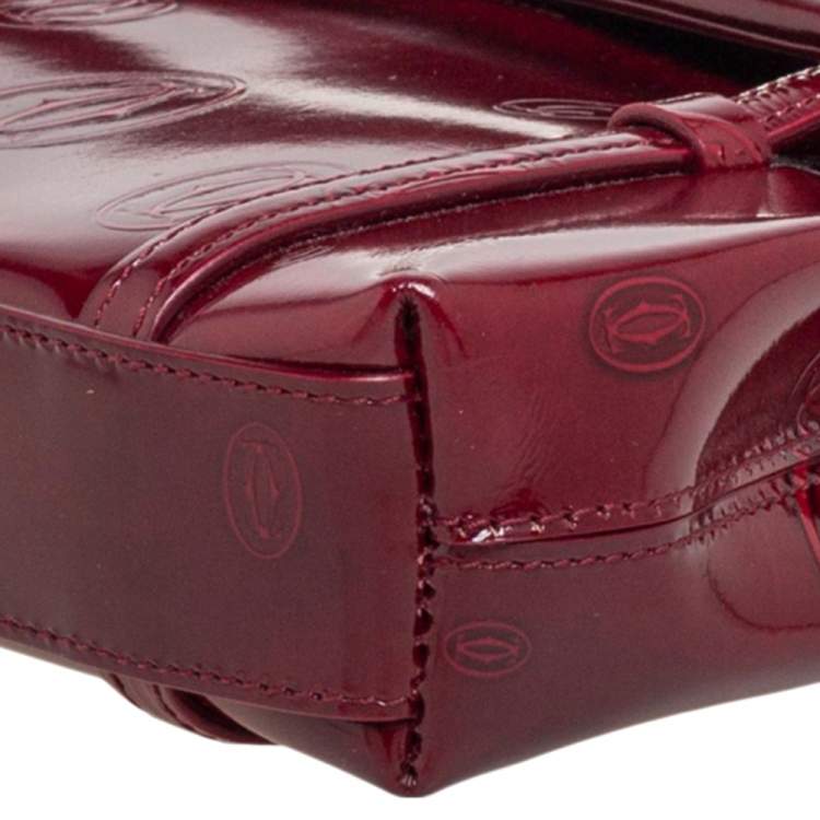 مملوكة مسبقًا Cartier Burgundy Patent Leather Happy Birthday Cabochon Flap Bag