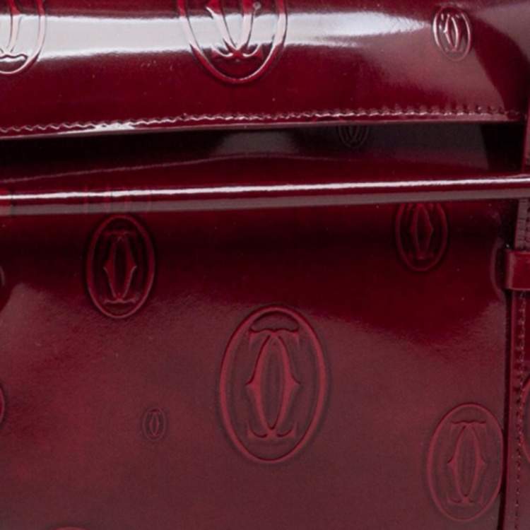 مملوكة مسبقًا Cartier Burgundy Patent Leather Happy Birthday Cabochon Flap Bag