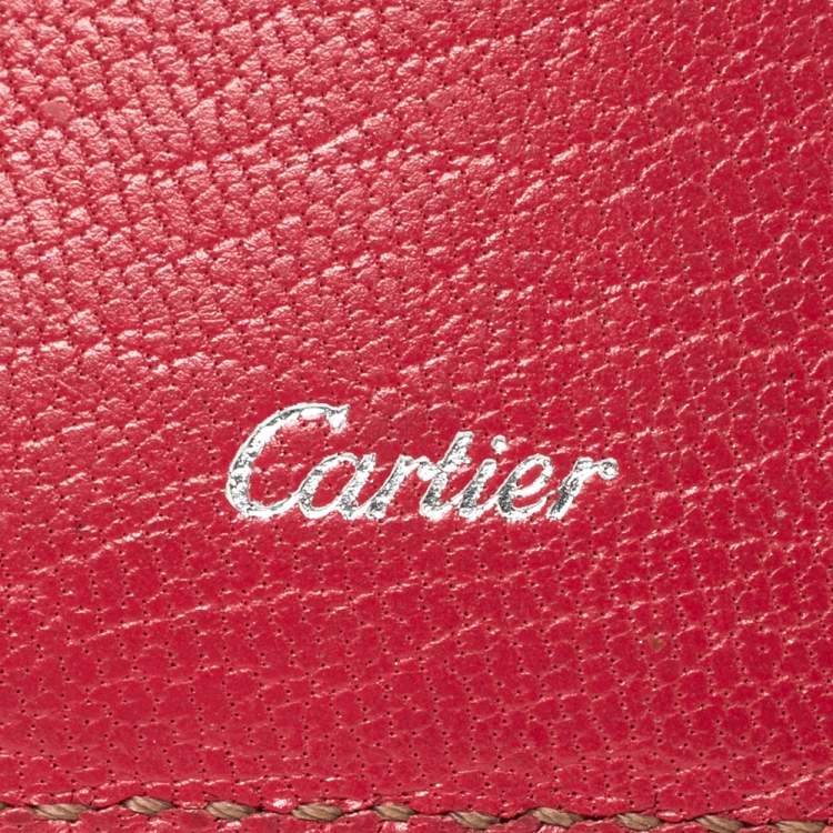 Pre Owned Cartier Fuchsia Leather Simple Slim Card Holder