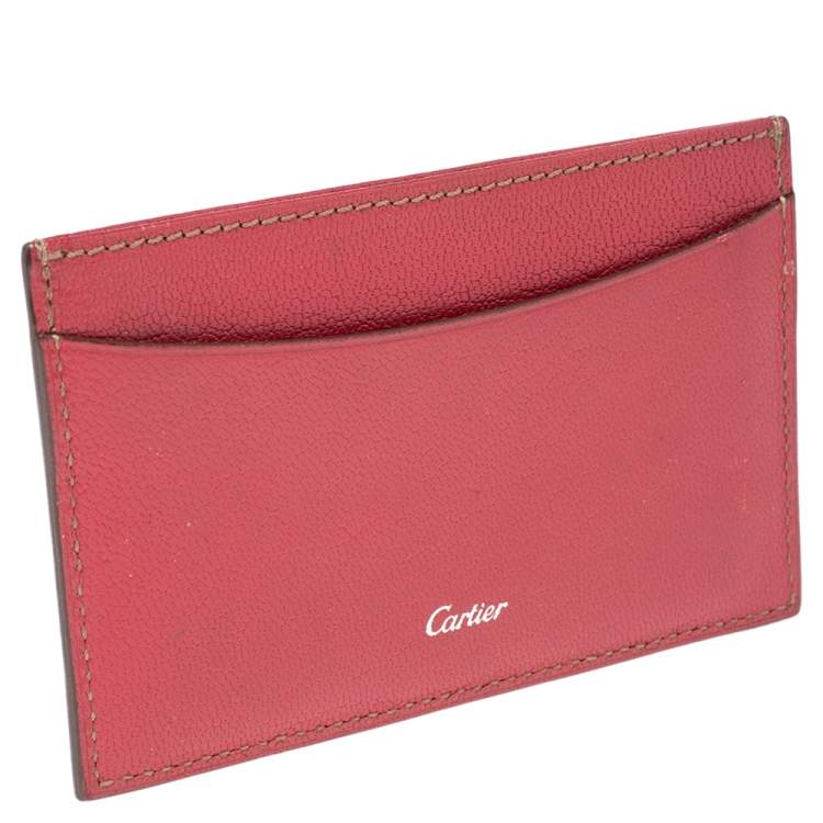 Pre Owned Cartier Fuchsia Leather Simple Slim Card Holder