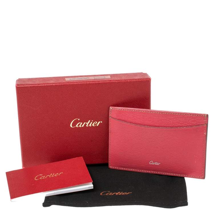 Pre Owned Cartier Fuchsia Leather Simple Slim Card Holder