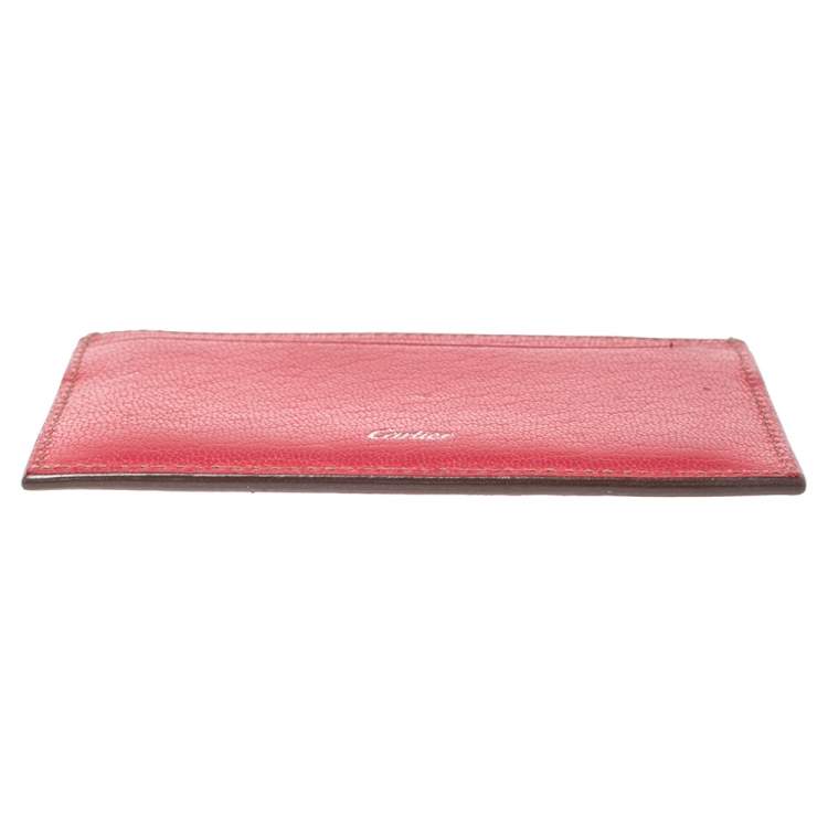 Pre Owned Cartier Fuchsia Leather Simple Slim Card Holder