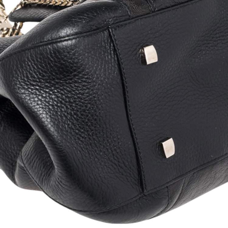 Pre Owned Cartier Black Leather La Dona Chain Link Satchel