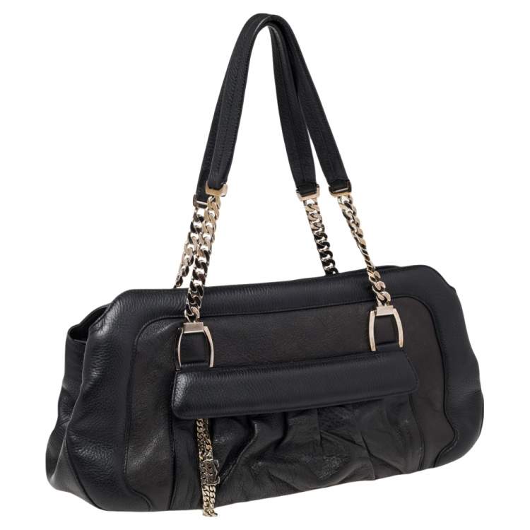 Pre Owned Cartier Black Leather La Dona Chain Link Satchel
