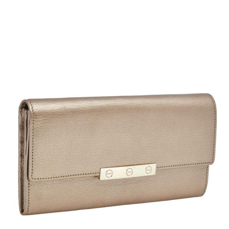 مملوكة مسبقًا Cartier Gold Leather Love Continental Wallet