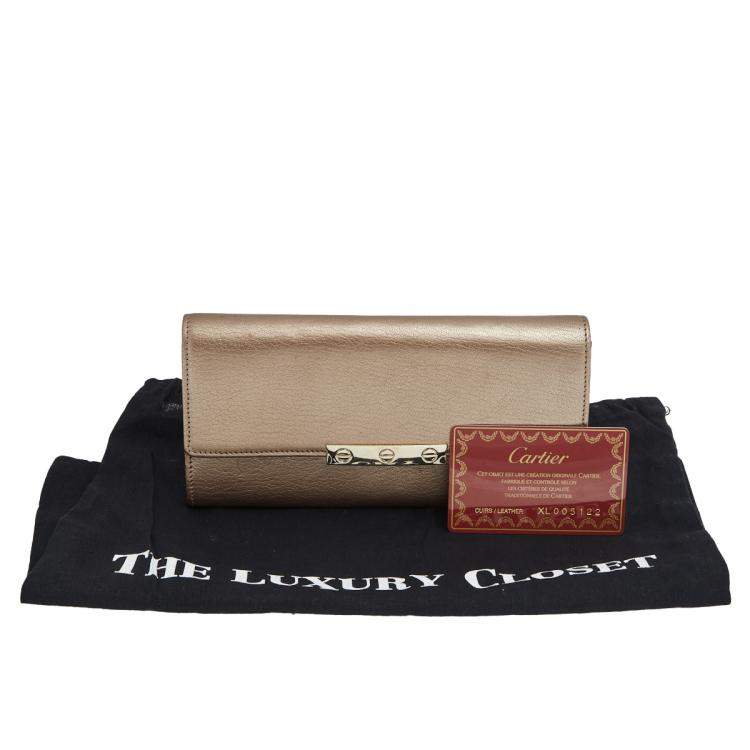 مملوكة مسبقًا Cartier Gold Leather Love Continental Wallet