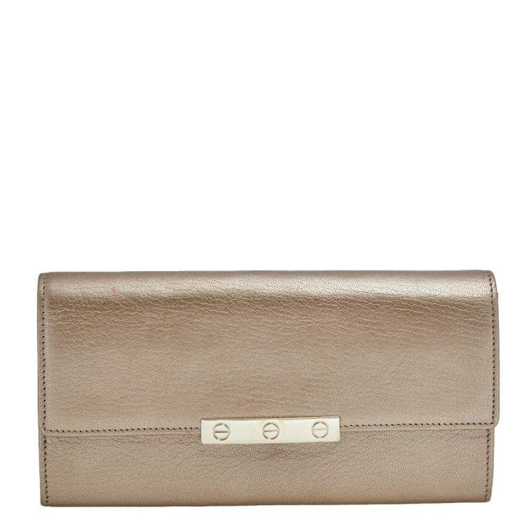 مملوكة مسبقًا Cartier Gold Leather Love Continental Wallet