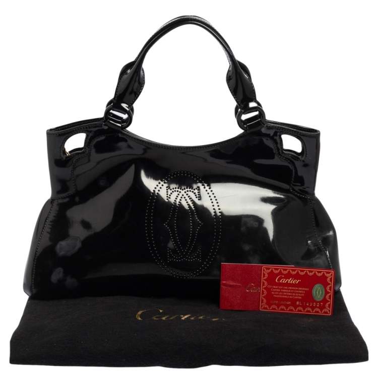 Pre Owned Cartier Black Patent Leather Small Marcello De Cartier Bag