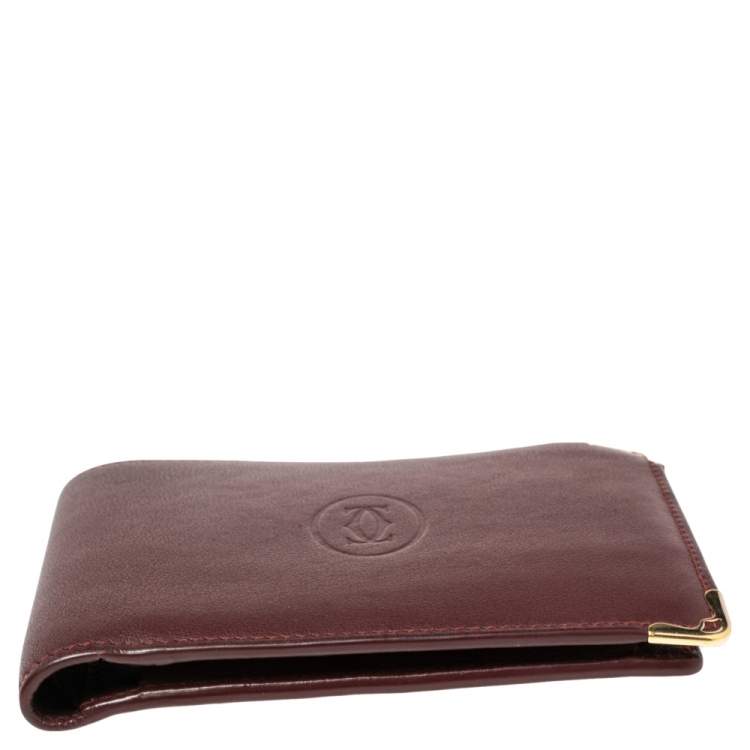 مملوكة �مسبقًا Cartier Maroon Leather Must De Cartier Bifold Wallet