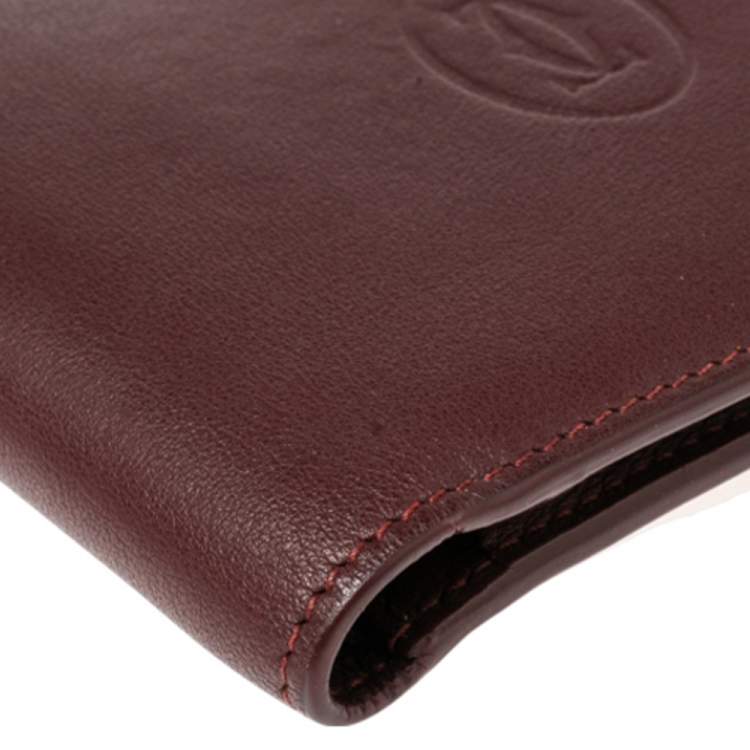 مملوكة مسبقًا Cartier Maroon Leather Must De Cartier Bifold Wallet