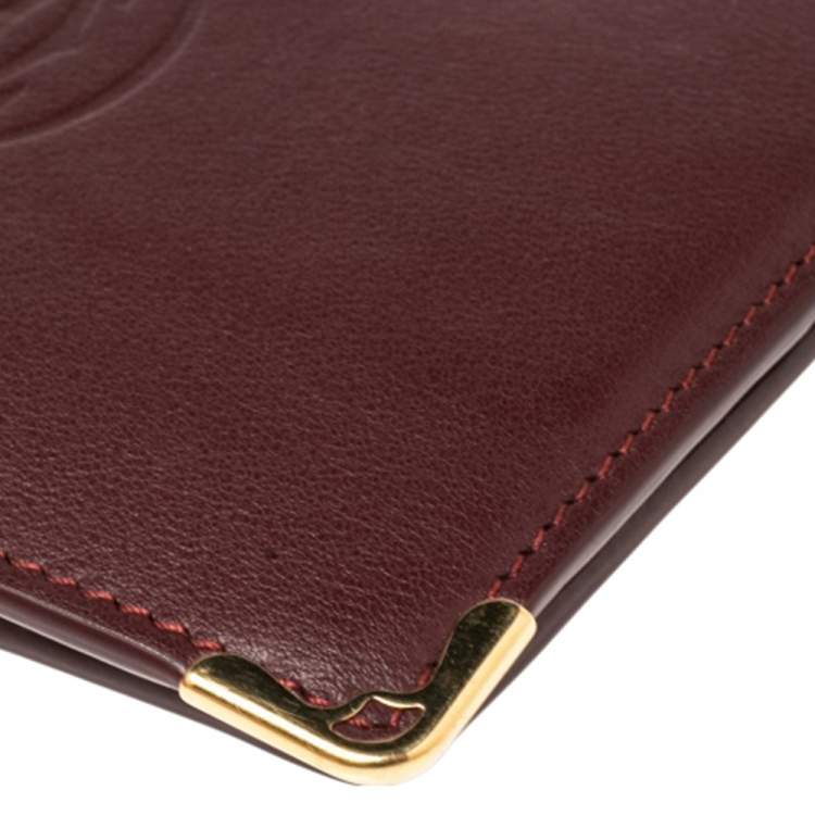 مملوكة مسبقًا Cartier Maroon Leather Must De Cartier Bifold Wallet