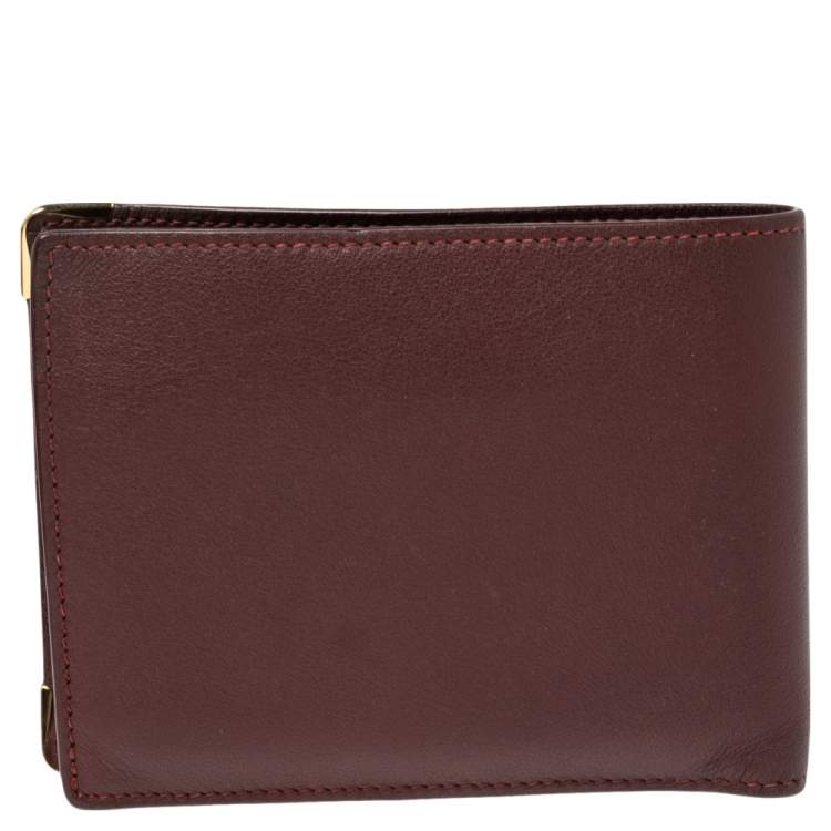 مملوكة مسبقًا Cartier Maroon Leather Must De Cartier Bifold Wallet