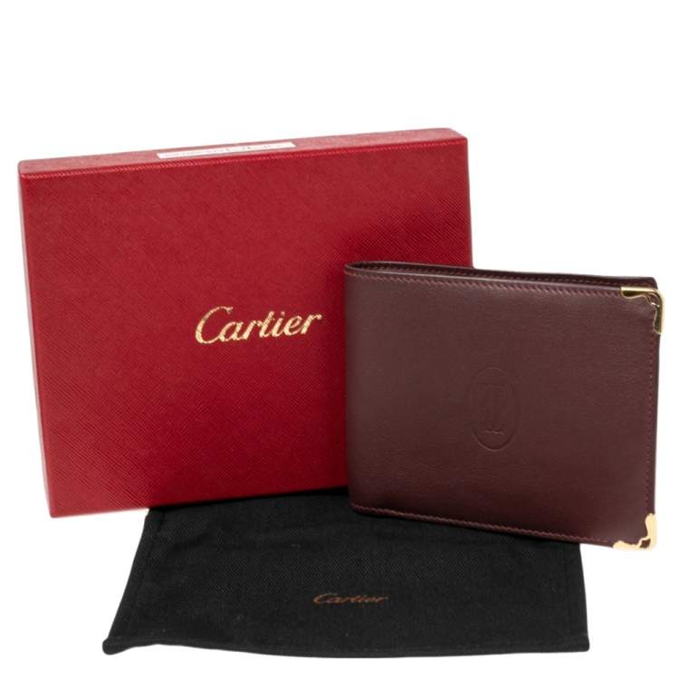 مملوكة مسبقًا Cartier Maroon Leather Must De Cartier Bifold Wallet