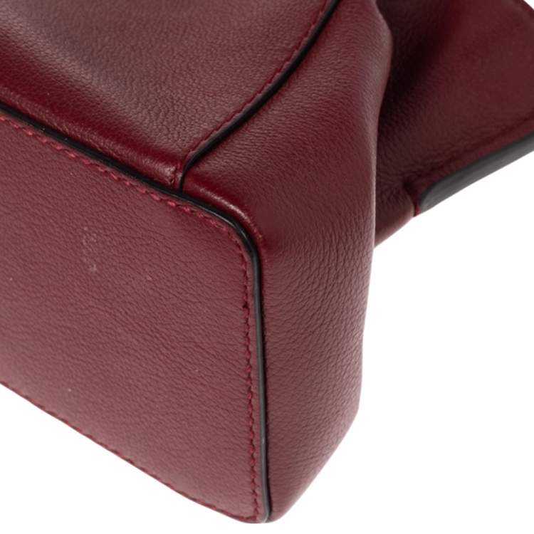 Pre Owned Cartier Maroon Leather Mini C de Cartier Satchel