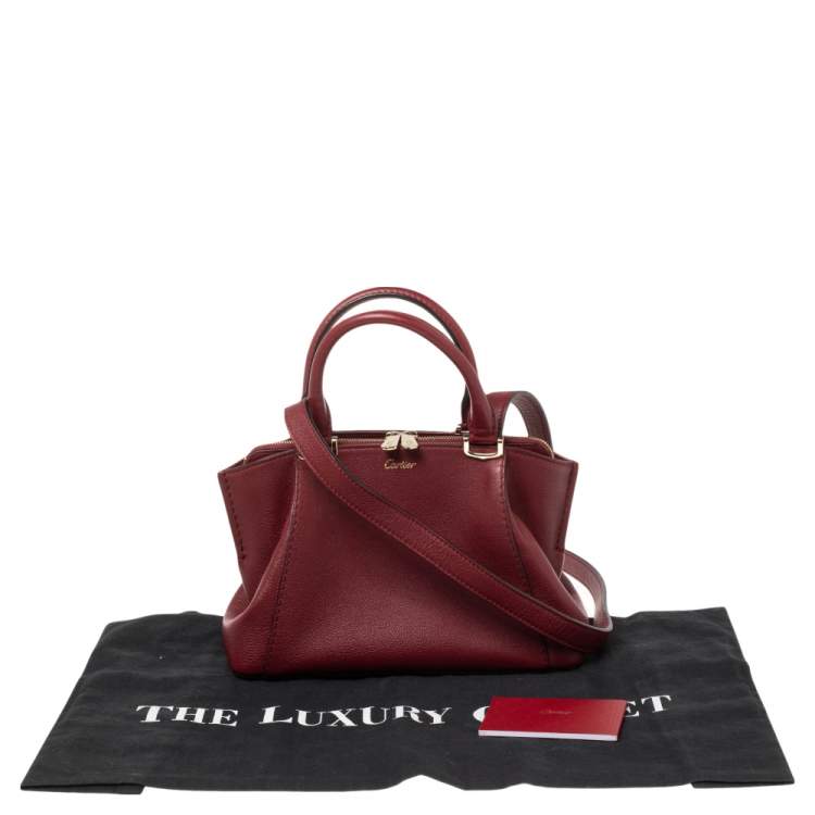 Pre Owned Cartier Maroon Leather Mini C de Cartier Satchel
