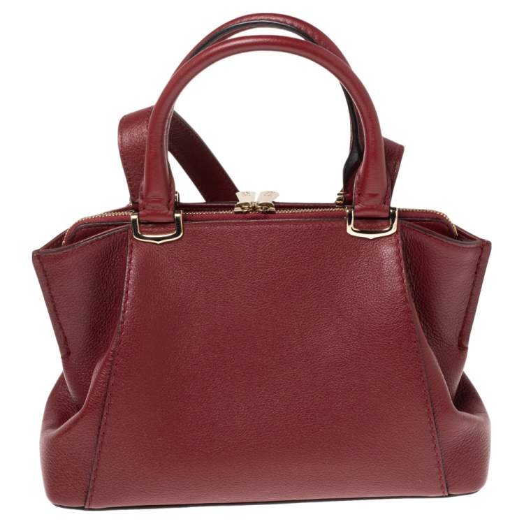 Pre Owned Cartier Maroon Leather Mini C de Cartier Satchel