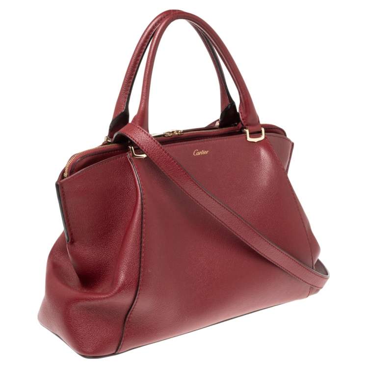 Pre Owned Cartier Burgundy Leather Small C de Cartier Satchel