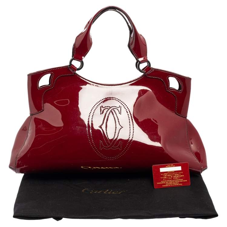 Pre Owned Cartier Red Patent Leather Large Marcello de Cartier Bag
