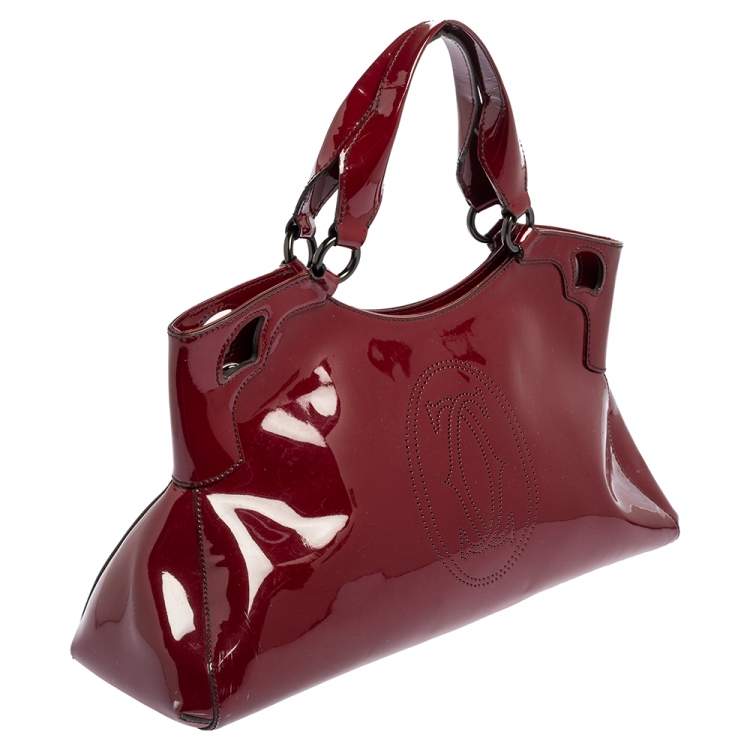 Pre Owned Cartier Red Patent Leather Large Marcello de Cartier Bag