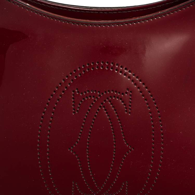 Pre Owned Cartier Red Patent Leather Large Marcello de Cartier Bag