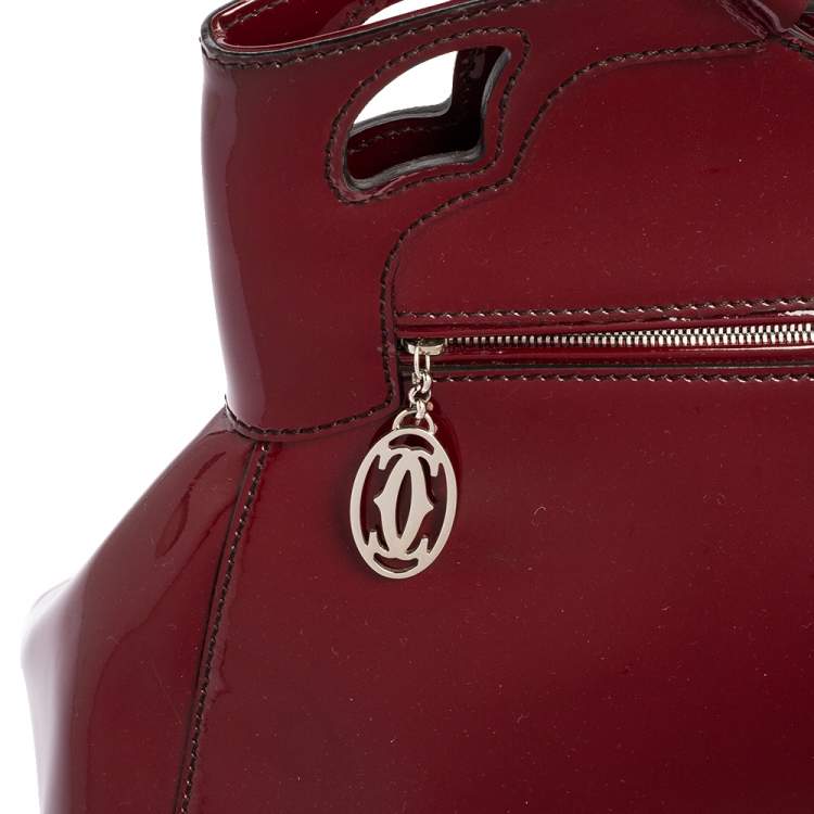 Pre Owned Cartier Red Patent Leather Large Marcello de Cartier Bag