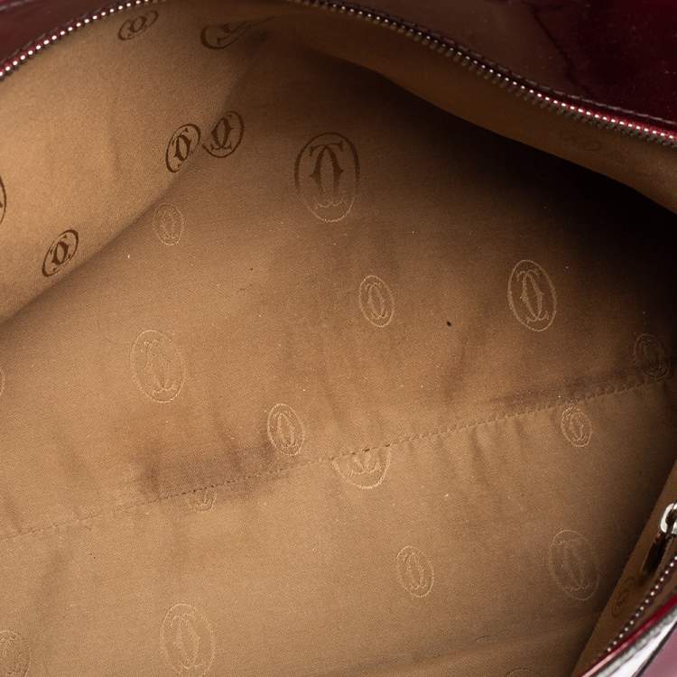 Pre Owned Cartier Red Patent Leather Large Marcello de Cartier Bag