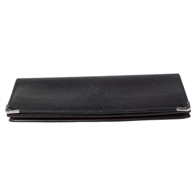 Pre Owned Cartier Black Leather Must De Cartier Zipped International Wallet
